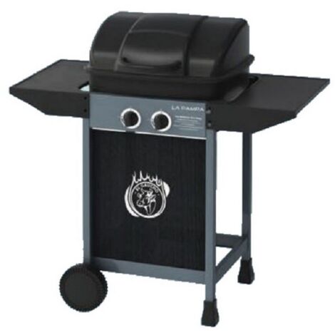 BARBECUE BBQ A GAS PIETRA LAVICA GRIGLIA IN ACCIAIO 2 BRUCIATORE COPERCHIO 27741