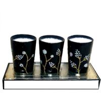 Candele con decoro glitterato nero confezione da 3 pezzi