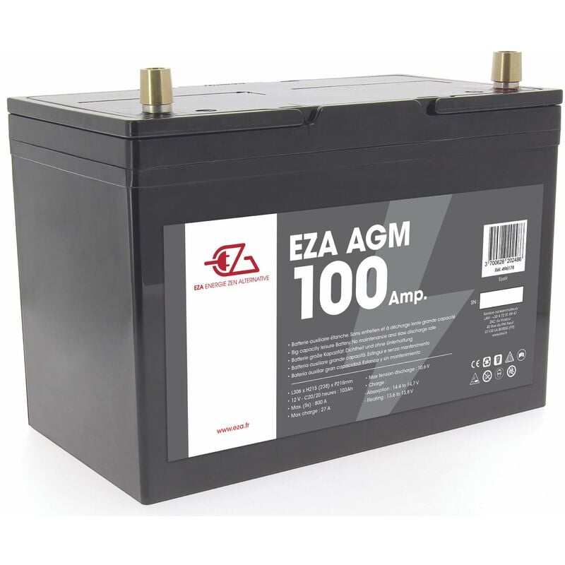 Batteria AGM 100 Ah per Servizi Camper e Fotovoltaico EZA
