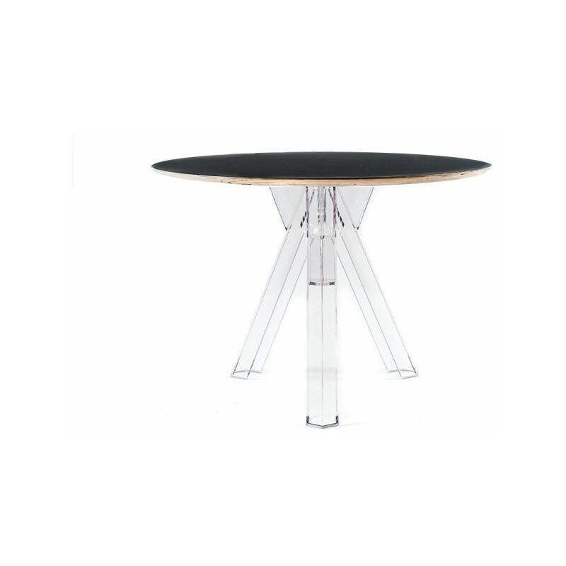 Tavolo rotondo trasparente in policarbonato Design Ometto - Diametro 90/120  - piano Bianco