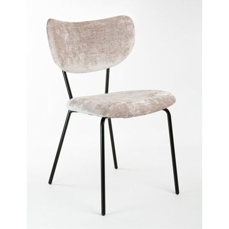 Sedie da pranzo in velluto beige a 4 pezzi con braccioli e gambe in metallo regolabili | Leroy Merlin