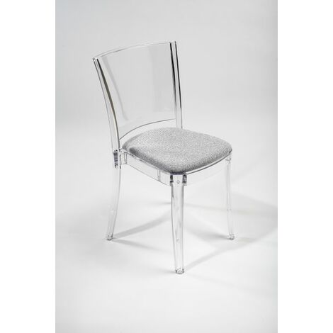 Sedia trasparente con cuscino imbottita Lucienne - TESSUTO TREVIRA CANVAS Colore cuscino Melange