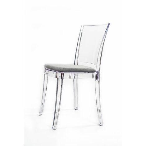 Sedia trasparente con cuscino imbottita Lucienne - TESSUTO TREVIRA KAT Colore cuscino Grigio Marrone "tricolor"