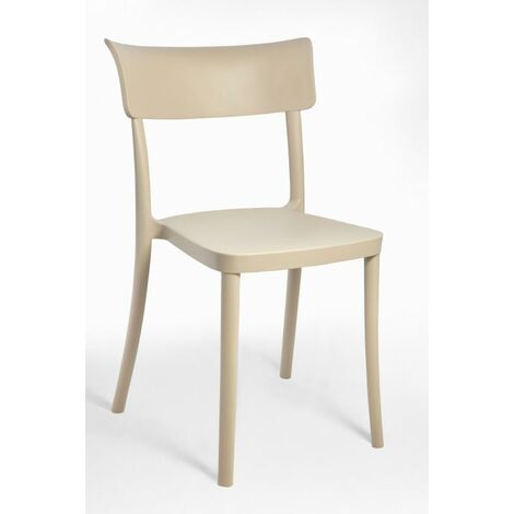 Sedia Polipropilene Colorata Design Moderno, da Esterno, Sala da Pranzo, Cucina e Bar - Impilabile - SARETINA - 9 colori Colore Cappuccino, Opzioni Bancale 18 pezzi