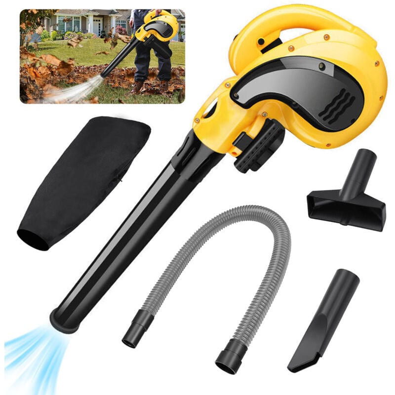Aspirateur souffleur de feuilles SDLOGAL, Souffleur Électrique 1200W, 103km/h Max, 6 niveaux de réglage de l'énergie éolienne,  Réversible en Aspirateur avec Sac de Récupération