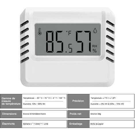 Thermomètre Hygromètre Numérique, SDLOGAL 2pcs Mini Thermomètre Intérieur,  Grand écran LCD, Portables, Enregistrement Min/Max, pour