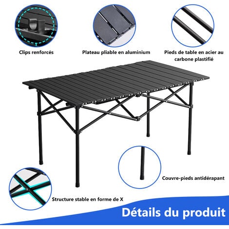 Table Pliante Camping, SDLOGAL portable Table de Camping avec plateau en aluminium, 95x 56x 50 cm(LxWxH), Table Exterieur Pliante ultralégère compacte avec sac de transport pour l'extérieur, la plage,