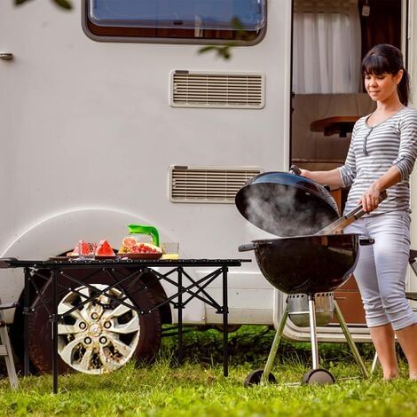 Table Pliante Camping, SDLOGAL portable Table de Camping avec plateau en aluminium, 95x 56x 50 cm(LxWxH), Table Exterieur Pliante ultralégère compacte avec sac de transport pour l'extérieur, la plage,