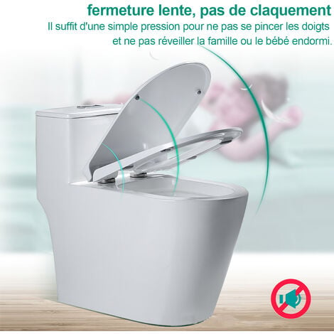 Abattant WC Familial, Lunette de Toilette avec Siège Enfant Magnétique,  Frein de Chute et Charnière Réglable