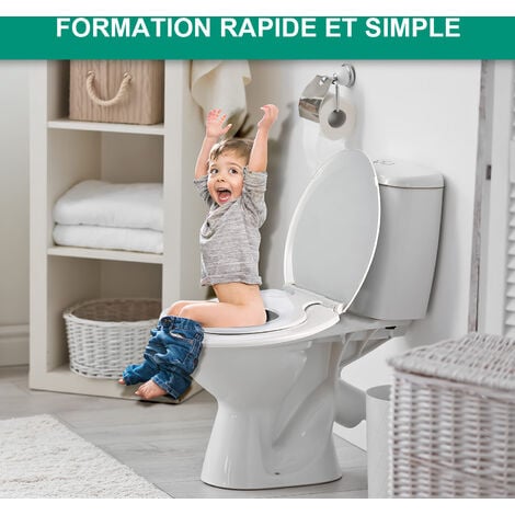 2 en 1 Abattant WC Familial Lunette Toilette Siège Enfant Frein De