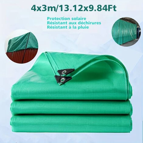 Bâche Bois 4x5 m - Résistante - Etanche - Anti-UV - Bleue et verte