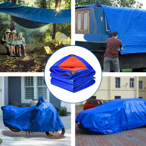 Bâche De Protection étanche PVC/PE Avec œillets - 360g/m² (ou 280g) - Taille Au Choix (jusqu'à 10x12m) - Pour Camion, Chantier, Jardin