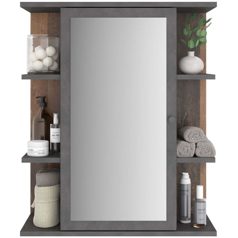 Badezimmer-Spiegelschrank Matera FMD Dunkelgrau