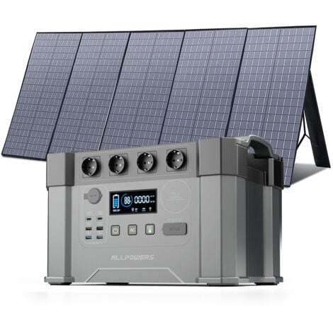 Station d'énergie portable 2400 W + panneau solaire pliant 400 W