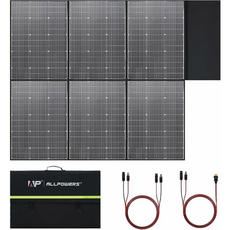 Allpowers – Panneau solaire pliable 600 W – Silicium monocristallin 44 V – Étanche IP67 – Pour camping-car, bateau, balcon, jardin