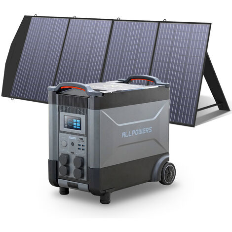 ALLPOWERS Station d'alimentation portable R4000 générateur solaire 3600Wh LiFePO4 batterie CA 4000W, charge rapide,extensible 21600 Wh avec panneau solaire 200W pour camping, maison pannes de courant