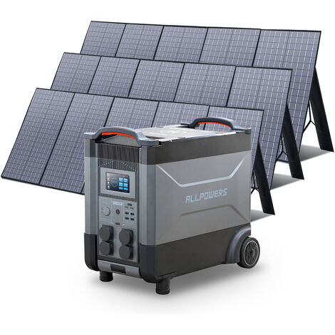 ALLPOWERS Station d'alimentation portable R4000 générateur solaire 3600Wh LiFePO4 batterie CA 4000W,charge rapide commande vocale,avec 3 panneau solaire 400W pour camping, maison pannes de courant (1/5)