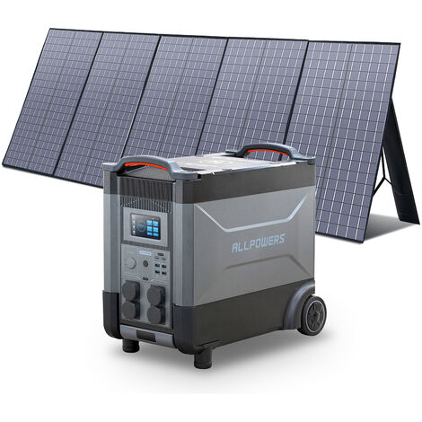 ALLPOWERS Station d'alimentation portable R4000 générateur solaire 3600Wh LiFePO4 batterie CA 4000W,charge rapide commande vocale,avec panneau solaire 400W pour camping, maison pannes de courant