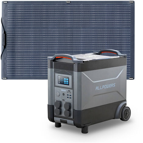 ALLPOWERS Station d'alimentation portable R4000 générateur solaire 3600Wh LiFePO4 batterie CA 4000W, charge rapide,avec panneau solaire monocristallin 100W pour camping, maison pannes de courant