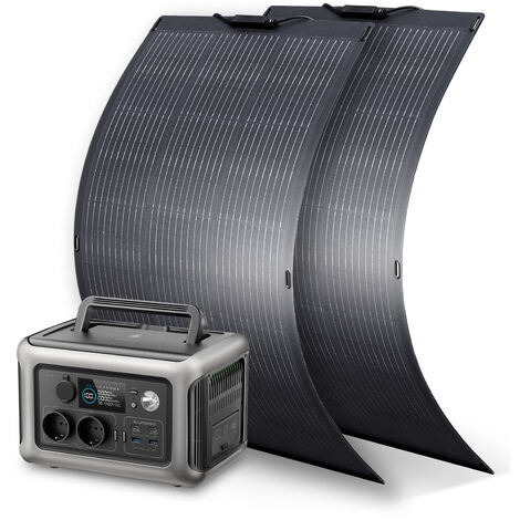 Générateur solaire de centrale électrique portable avec 2 panneaux solaires monocristallins de 100 W pour fête de jardin voyage Camping camping-car d'urgence ALLPOWERS R600