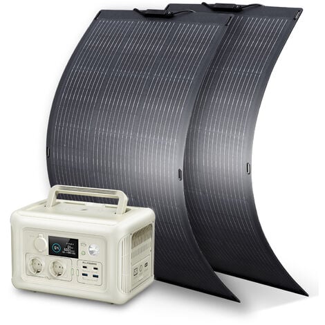 Générateur solaire de centrale électrique Portable avec 2 panneaux solaires flexibles monocristallins 100W pour Camping d'urgence ALLPOWERS R600