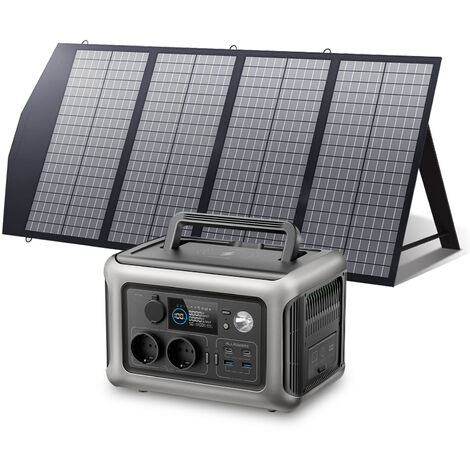 Allpowers – Générateur solaire portable R600 – Panneau 140W – 2 x 600W AC – Batterie LiFePO4 299Wh – Charge rapide en 1h – Pour camping et voyages