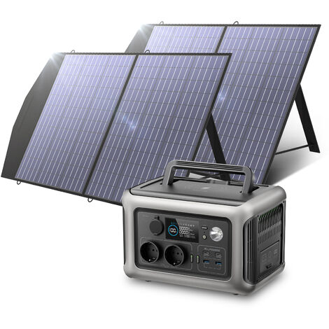 ALLPOWERS R600 Générateur solaire portable avec 2 panneaux solaires de 100 W, alimentation mobile pour jardin, voyage, camping, camping-car