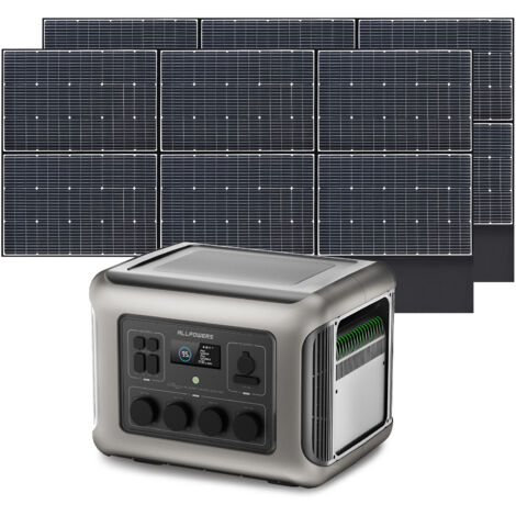 ALLPOWERS R2500 Station Électrique Portable avec 2x Panneau Solaire Pliables de 600W, 2016Wh Batterie LFP, avec 4 Sorties CA 2500W (4000W Pic), Fonction UPS, Générateur Solaire pour Camping, Extérieur