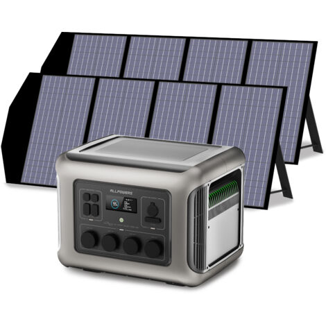 ALLPOWERS R2500 Station électrique portable avec 2 x panneaux solaire pliables de 140W, fonction UPS, 2016Wh batterie LiFePO4, Entrée maximale de 1500W, générateur solaire pour camping-car, jardin, RV