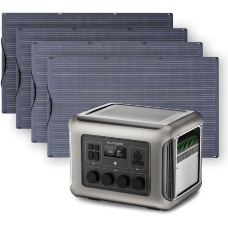 ALLPOWERS R2500 générateur électrique portable avec 4 x panneau solaire flexible 200W, IP68 étanche ETFE, 2016Wh batterie LiFePO4, générateur solaire avec contrôleur MPPT, camping-car, balcon, jardin