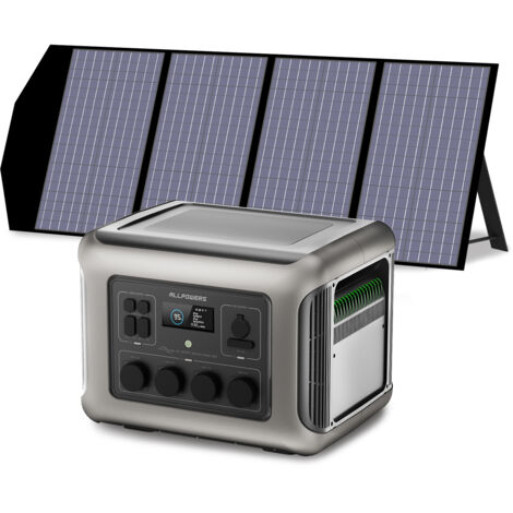ALLPOWERS R2500 Station électrique portable avec panneaux solaire pliables de 140W, fonction UPS, 2016Wh batterie LiFePO4, Entrée maximale de 1500W, générateur solaire pour extérieur, camping, jardin