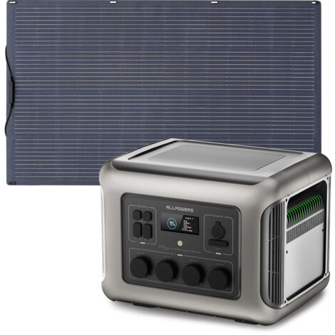ALLPOWERS R2500 générateur électrique portable avec panneau solaire flexible 200W, IP68 étanche ETFE, 2016Wh batterie LiFePO4, générateur solaire avec contrôleur MPPT, camping-car, balcon, jardin