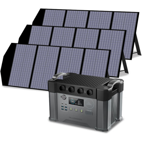 ALLPOWERS S2000 PRO Station électrique portable 1451Wh avec 3 x panneaux solaire pliables de 140W, 4 Sorties CA 2400W (4000W Pic), générateur solaire avec contrôleur MPPT, pour camping-car, balcon, RV
