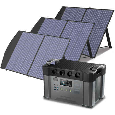 ALLPOWERS S2000 PRO Station électrique portable avec 3 panneaux solaire pliables de 100W, 4 Sorties CA 2400W(4000W Pic), 1451Wh générateur solaire pour balcon, extérieur, RV, camping, jardin, courant