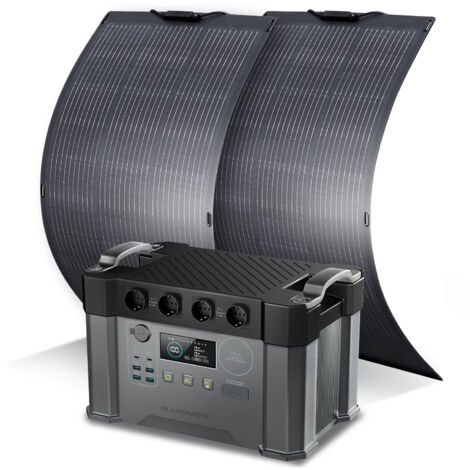 ALLPOWERS S2000 PRO Station électrique portable avec 2 x panneau solaire flexible 100W, 4 Sorties CA 2400W(4000W Pic), 1451Wh générateur solaire pour balcon, extérieur, RV, camping, jardin, courant