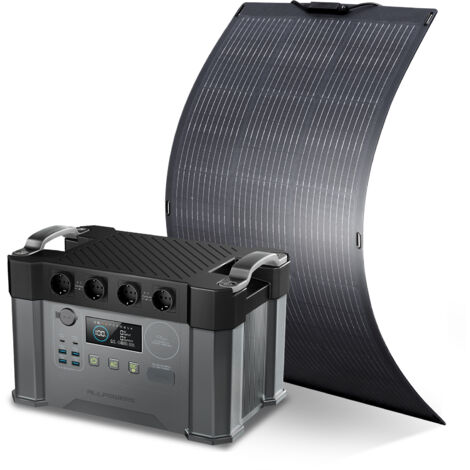 ALLPOWERS S2000 PRO Station électrique portable avec panneau solaire flexible 100W IP68 étanche, 4 Sorties CA 2400W(4000W Pic), 1451Wh générateur solaire pour balcon, extérieur, RV, camping-car