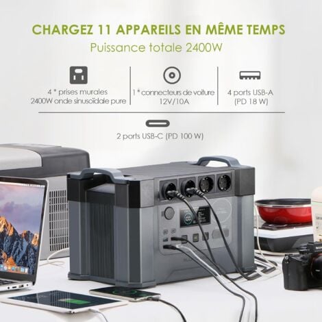 ALLPOWERS S2000 Pro Station de puissance portable 1500Wh, générateur solaire MPPT avec 4x 2400W prises AC, 0-100% à l'intérieur de 1,5 heures de charge rapide Réservoir d'énergie mobile pour camping-c