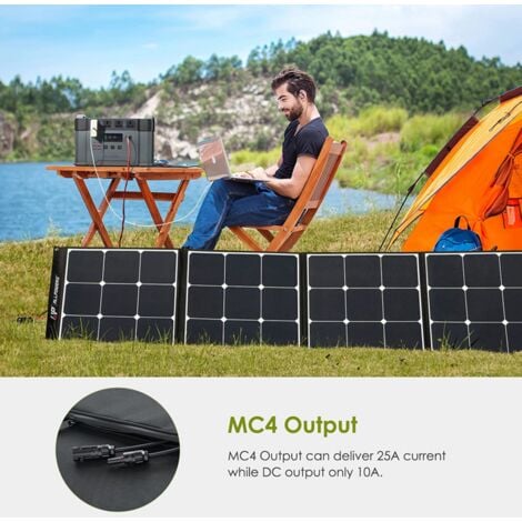 ALLPOWERS Panneau solaire pliable 200 W - Panneau solaire portable - Panneau solaire portable avec sortie MC-4 - Support de montage pour extérieur - Pour camping et jardin