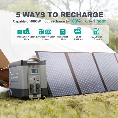ALLPOWERS R4000 Centrale électrique portable, générateur solaire 3600 Wh Batterie LiFePO4 CA 4000W, charge rapide,capacité extensible 21600 Wh pour camping, camping-car,maison pannes de courant
