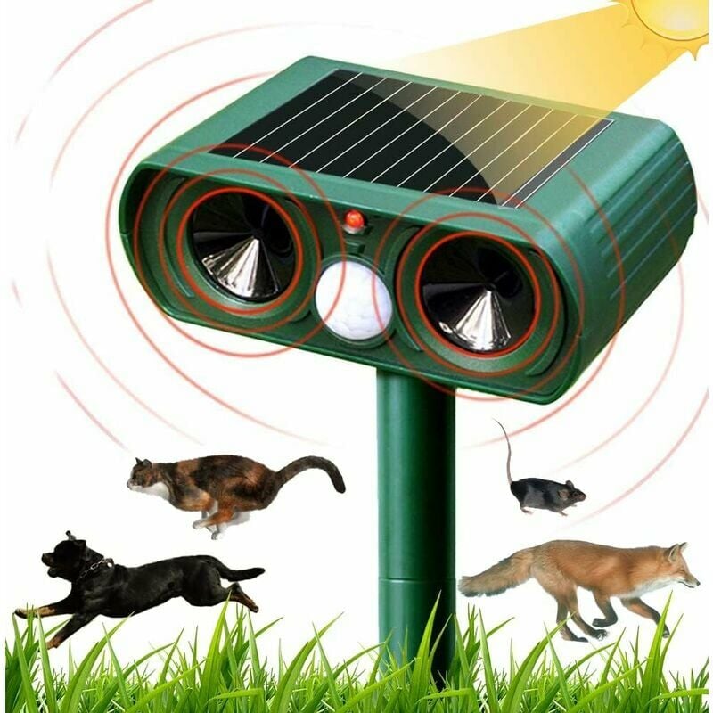 Katzenschreck für Garten, Solar Wasserdichter Ultraschall Tiervertreiber,  2Stück Katzenschreck Ultraschall mit Bewegungsmelder und LED Blitz