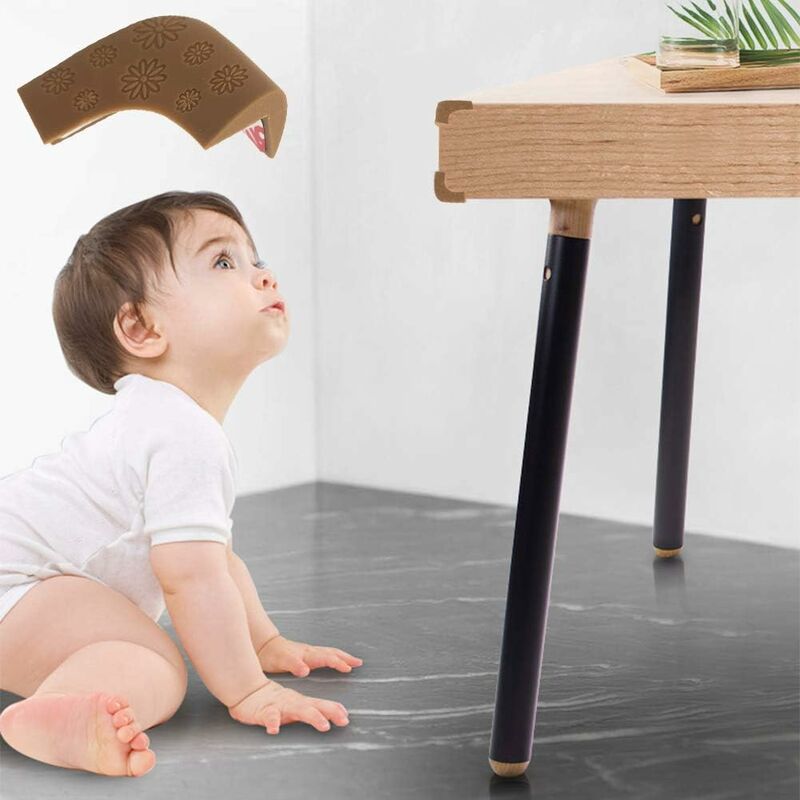 Eckenschutz Baby, braune Silikon-Tischmöbel Eck-Sicherheitseckenschutz 8 STK