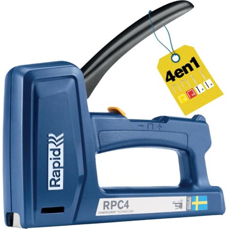 RAPID - RPC4 - Agrafeuse manuelle pour travaux, 4 en 1, 4 projectiles - Agrafes n°53 / n°13 et Clous n°8 / n°9, décoration, isolation, agrafeuse murale pour bricolage pour agrafes et clous - (5001631)