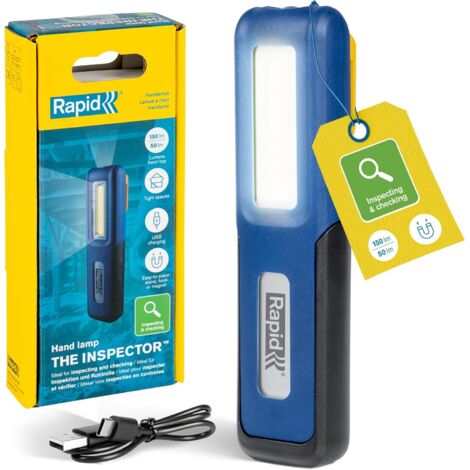 RAPID - The Inspector - Lampe d'inspection - LED 150 Lumens (frontal) et 50 Lumens (extrémité) - Base magnétique et crochet, portable et compacte - Emballage Carton FSC - (5001732)