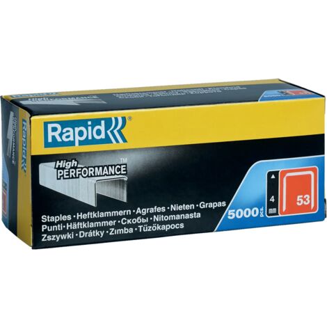 RAPID - Agrafes en fil fin, n°53/04mm - Boîte carton 5000 - Fixation textile, étiquette, décoration, bois tendre - (23808700)