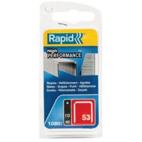 RAPID - Agrafes en fil fin, n°53/10mm - Blister 1080 - Fixation textile, étiquette, décoration, bois tendre - (40109504)