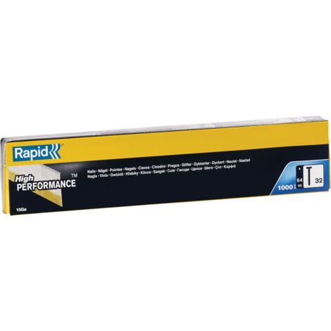 RAPID - Clous Acier Galvanisé - n°32/64mm - Boîte carton 1000, idéal pour la menuiserie, les panneaux de bois, les plinthes et les meubles légers - (40104410)