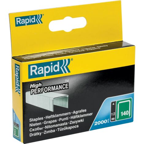 RAPID - Agrafes en fil plat, n°140/12mm - Boîte carton 2000 - Fixation de l'isolation, tissu, décoration, bois tendre, plastique mince, extérieur - (11912331)