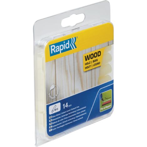 RAPID - Colle - Décoration - Bois & Dérivés Ø12mm - 94mm x 14 sticks (125g) - Application bois, aggloméré, contre-plaqué, moulure décorative, balsa, mélaminé, formica, ect - Blister - (40107360)