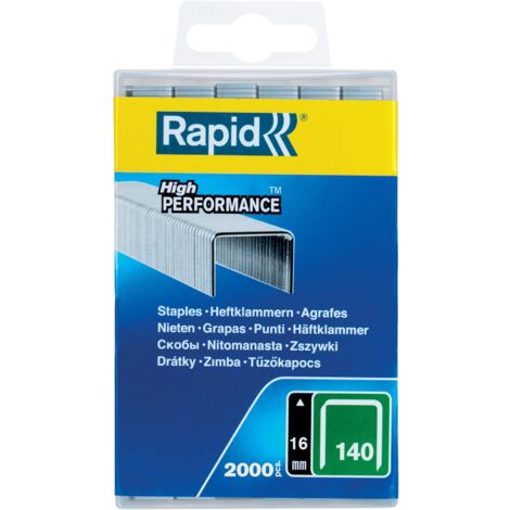 RAPID - Agrafes en fil plat, n°140/12mm - Boîte polypro 5000 - Fixation de l'isolation, tissu, décoration, bois tendre, plastique mince, extérieur - (40303091)