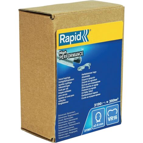 RAPID - Agrafes grillage - VR16 Acier Galvanisé - Boîte 3190, pour la fixation de clôture agricole, basse-cours, parcs à mouton, ect - (40108808)